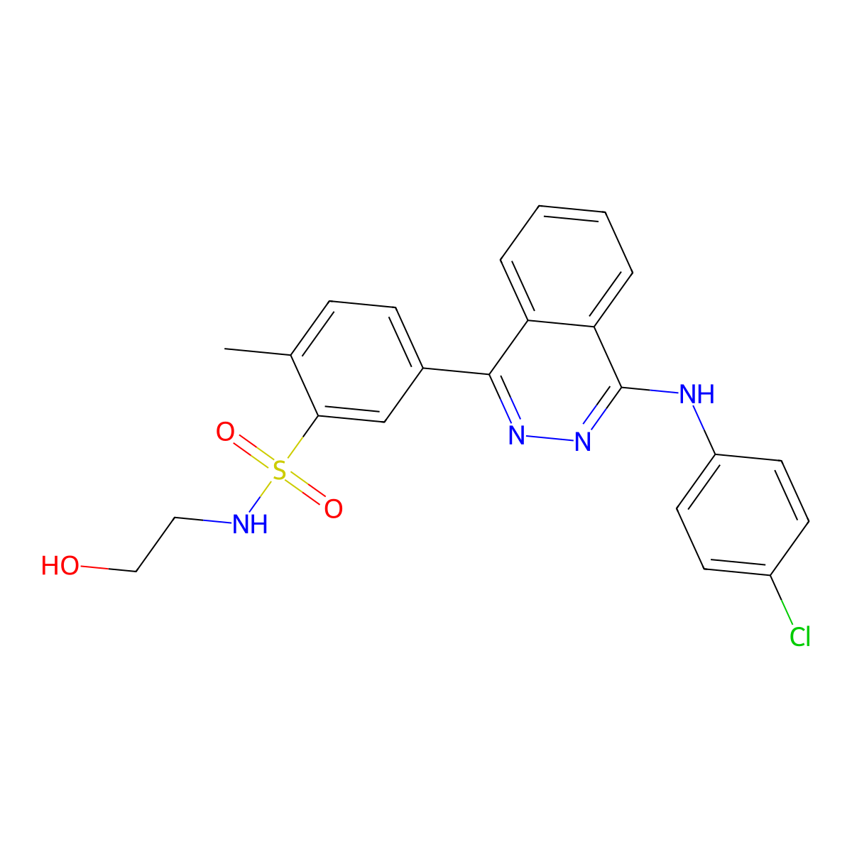 5-[4-(4-chloroanilino)phthalazin-1-yl]-N-(2-hydroxyethyl)-2-methylbenzenesulfonamide molecular structure, CAS 375829-01-9