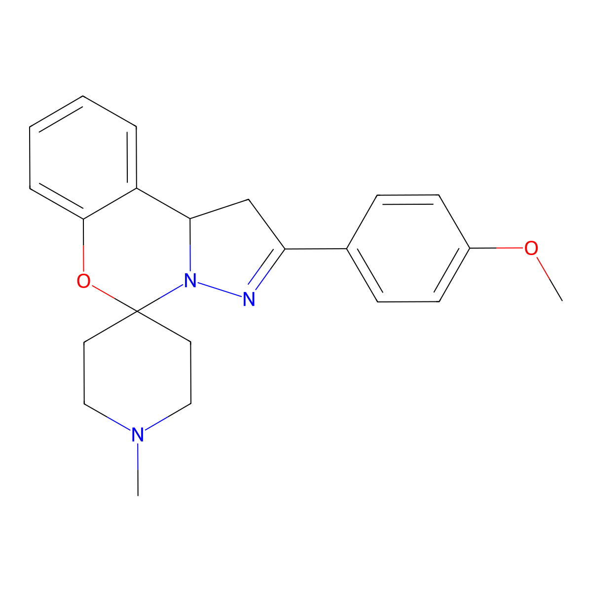 2-(4-Methoxyphenyl)-1'-methyl-1,10b-dihydrospiro[benzo[e]pyrazolo[1,5-c][1,3]oxazine-5,4'-piperidine] molecular structure, CAS 375829-37-1