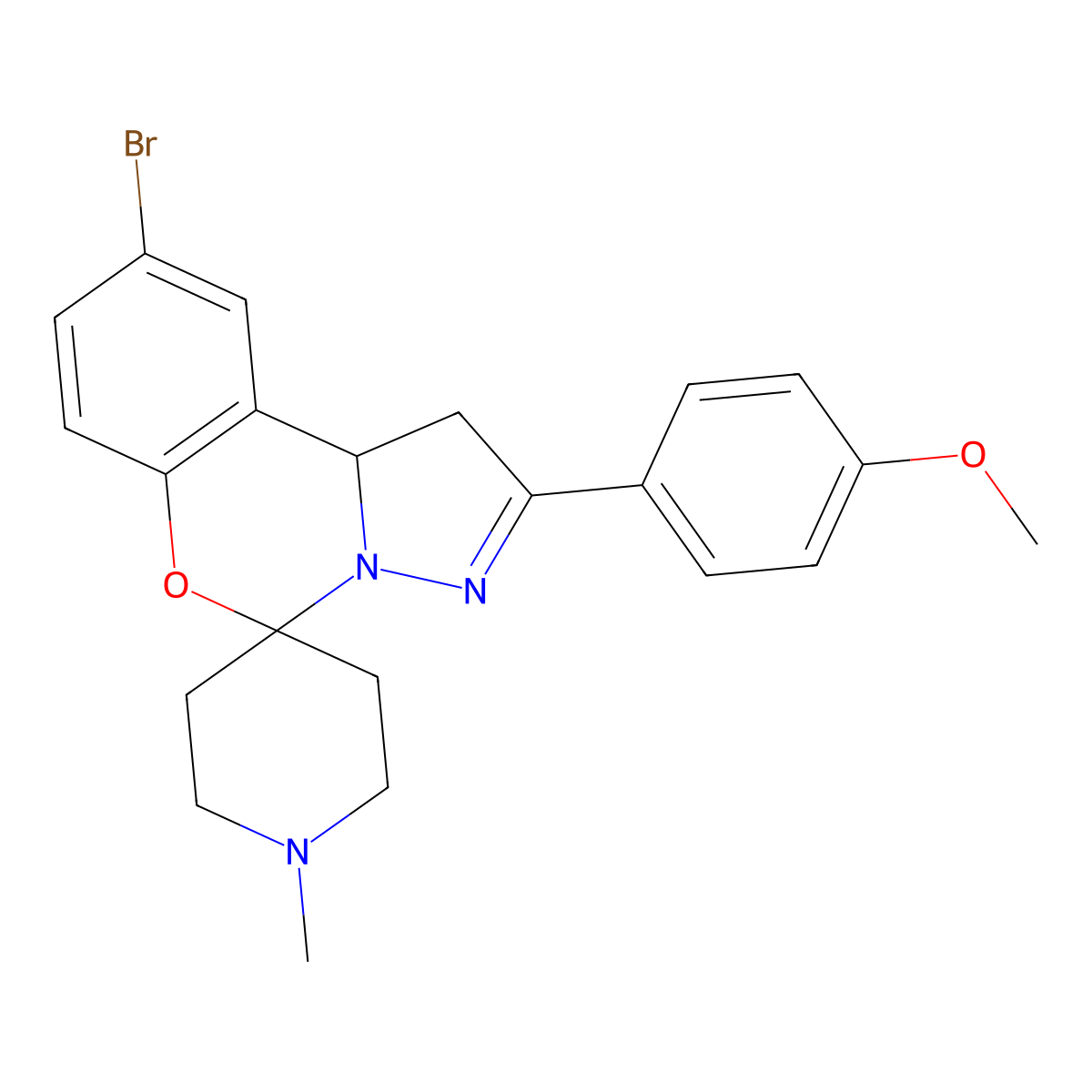 12'-Bromo-4'-(4-methoxyphenyl)-1-methyl-8'-oxa-5',6'-diazaspiro[piperidine-4,7'-tricyclo[7.4.0.0^{2,6}]tridecane]-1'(9'),4',10',12'-tetraene molecular structure, CAS 375830-57-2