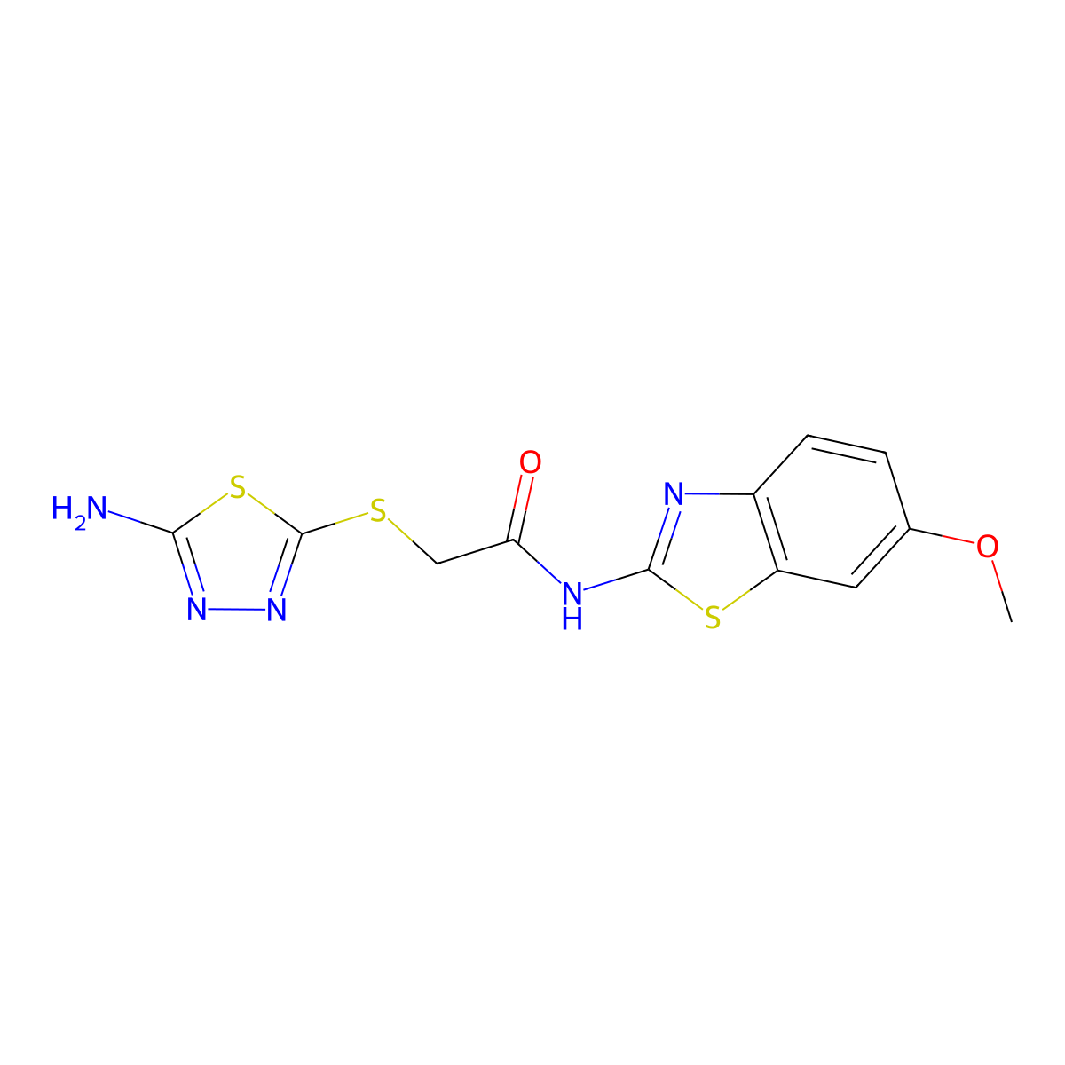 2-[(5-amino-1,3,4-thiadiazol-2-yl)sulfanyl]-N-(6-methoxy-1,3-benzothiazol-2-yl)acetamide molecular structure, CAS 375830-77-6