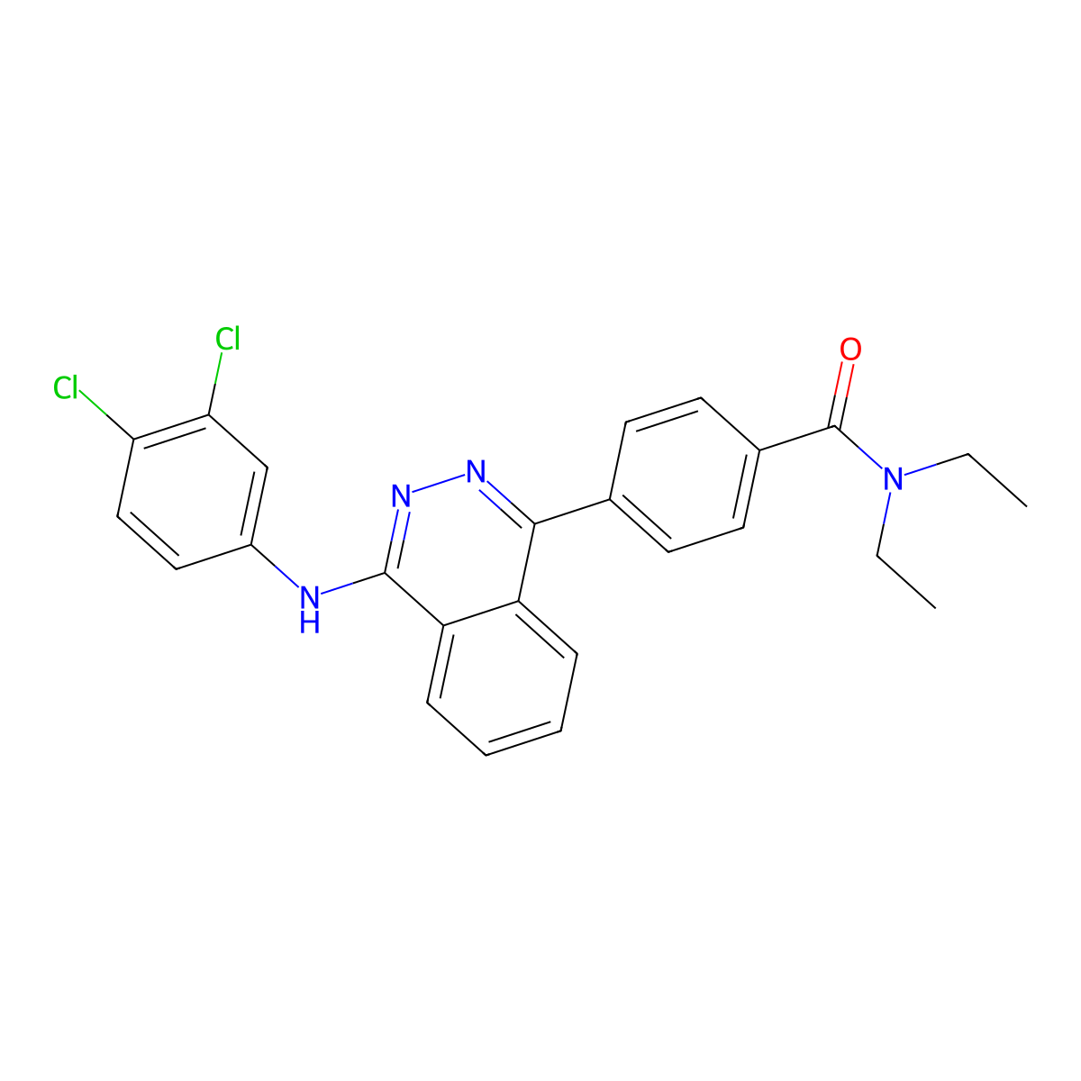 4-{4-[(3,4-dichlorophenyl)amino]phthalazin-1-yl}-N,N-diethylbenzamide molecular structure, CAS 375830-89-0