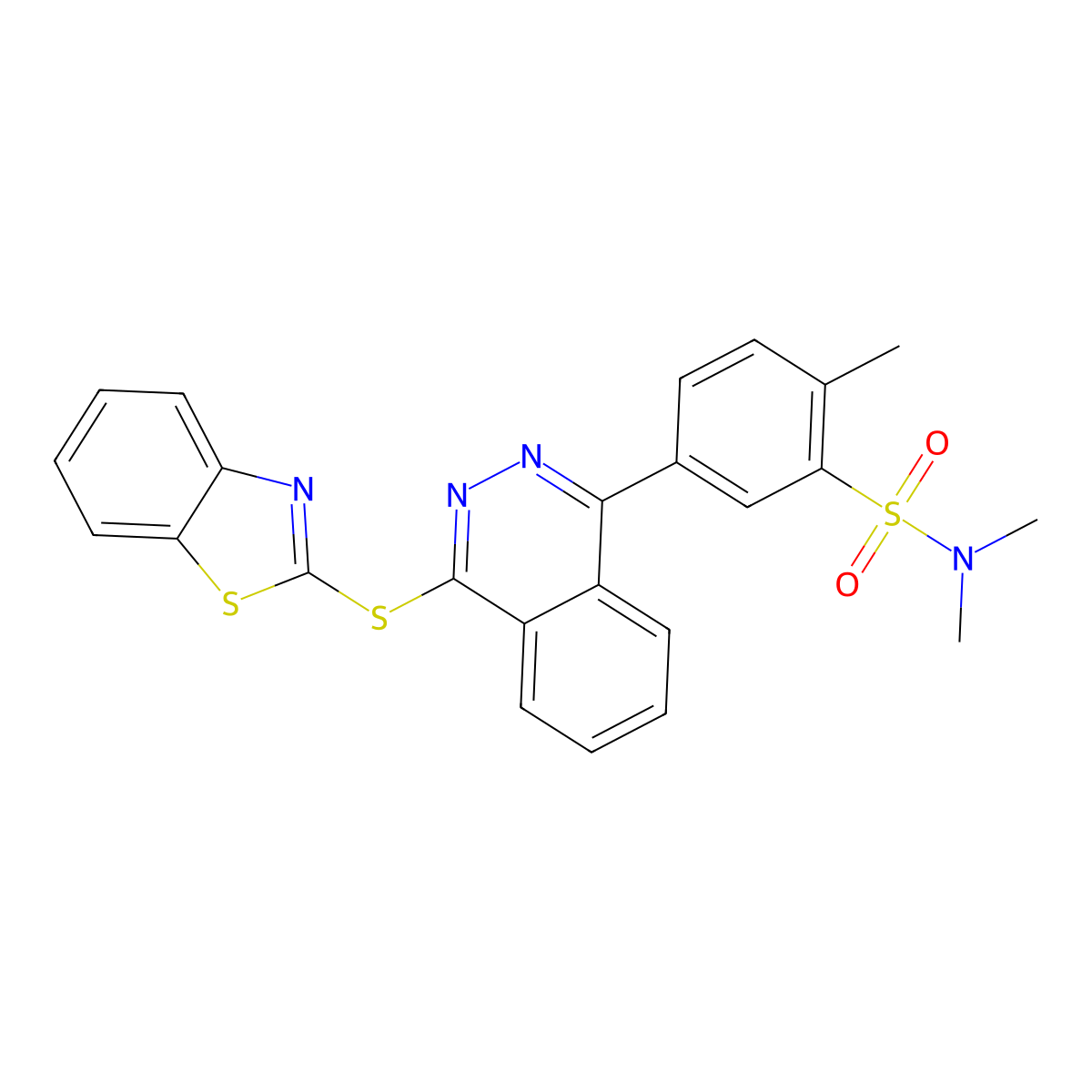 5-[4-(1,3-benzothiazol-2-ylsulfanyl)phthalazin-1-yl]-N,N,2-trimethylbenzenesulfonamide molecular structure, CAS 375831-70-2