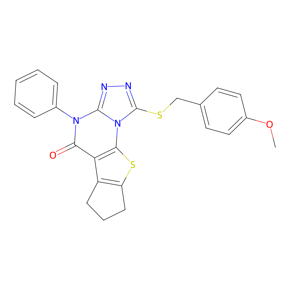 1-[(4-methoxybenzyl)sulfanyl]-4-phenyl-7,8-dihydro-6H-cyclopenta[4,5]thieno[3,2-e][1,2,4]triazolo[4,3-a]pyrimidin-5(4H)-one molecular structure, CAS 375831-93-9