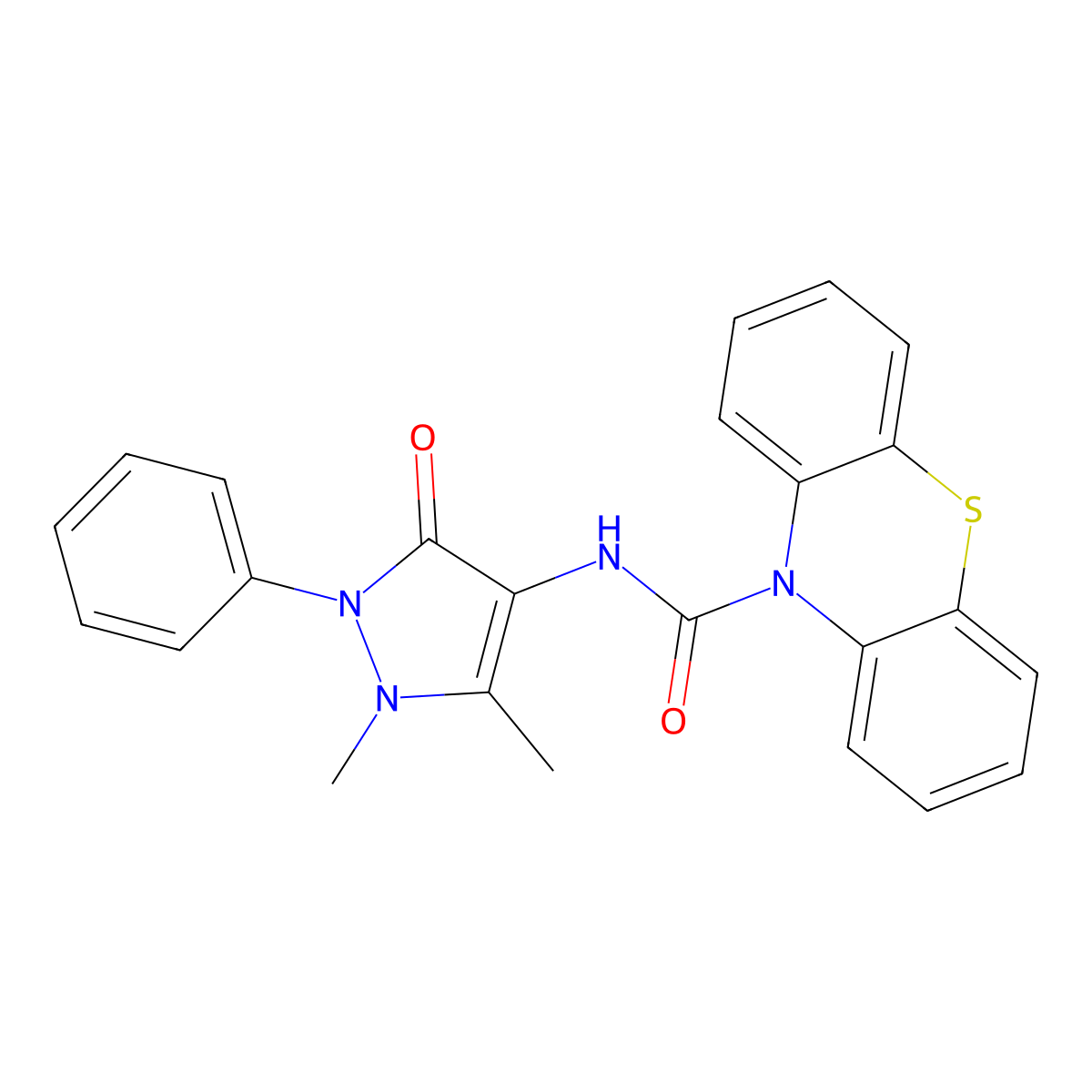 N-(1,5-dimethyl-3-oxo-2-phenyl-2,3-dihydro-1H-pyrazol-4-yl)-10H-phenothiazine-10-carboxamide molecular structure, CAS 375832-33-0