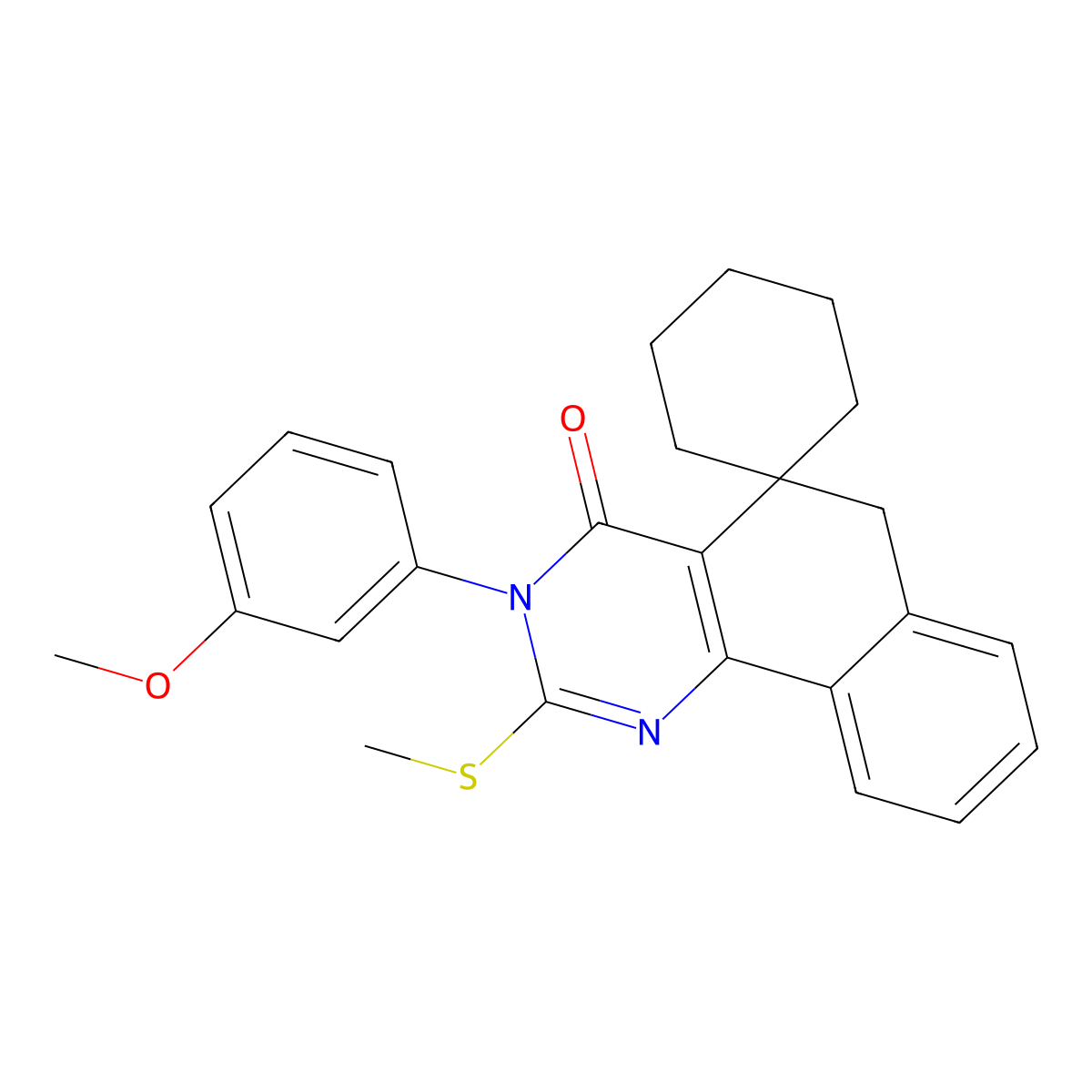 3-(3-methoxyphenyl)-2-methylsulfanylspiro[6H-benzo[h]quinazoline-5,1'-cyclohexane]-4-one molecular structure, CAS 375832-77-2
