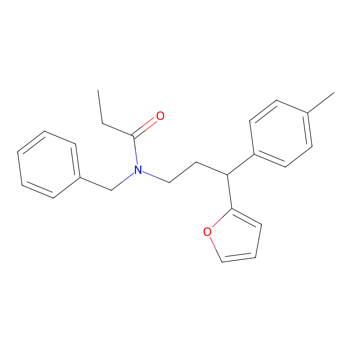 N-benzyl-N-[3-(furan-2-yl)-3-(4-methylphenyl)propyl]propanamide molecular structure, CAS 375833-27-5
