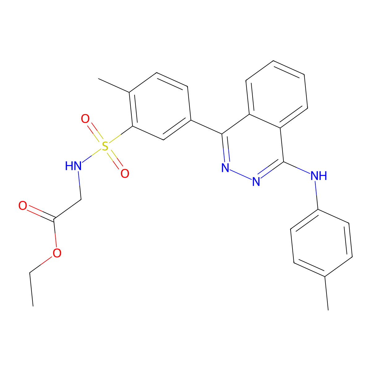 Ethyl 2-[[2-methyl-5-[4-(4-methylanilino)phthalazin-1-yl]phenyl]sulfonylamino]acetate molecular structure, CAS 375833-46-8
