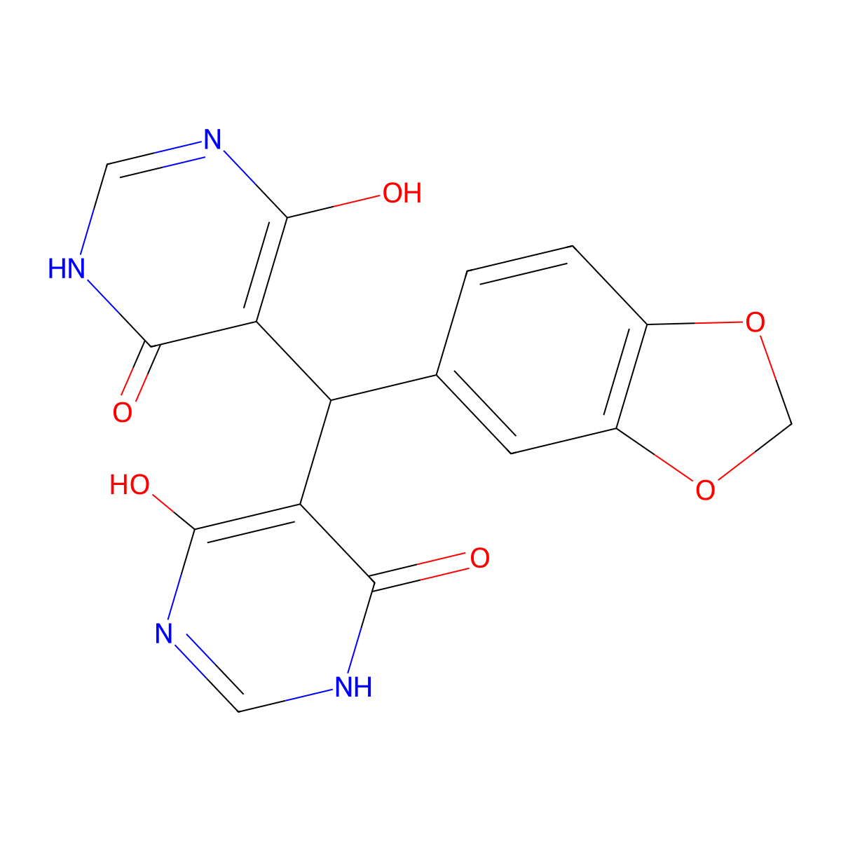 5-[1,3-benzodioxol-5-yl-(4-hydroxy-6-oxo-1H-pyrimidin-5-yl)methyl]-4-hydroxy-1H-pyrimidin-6-one molecular structure, CAS 375833-62-8