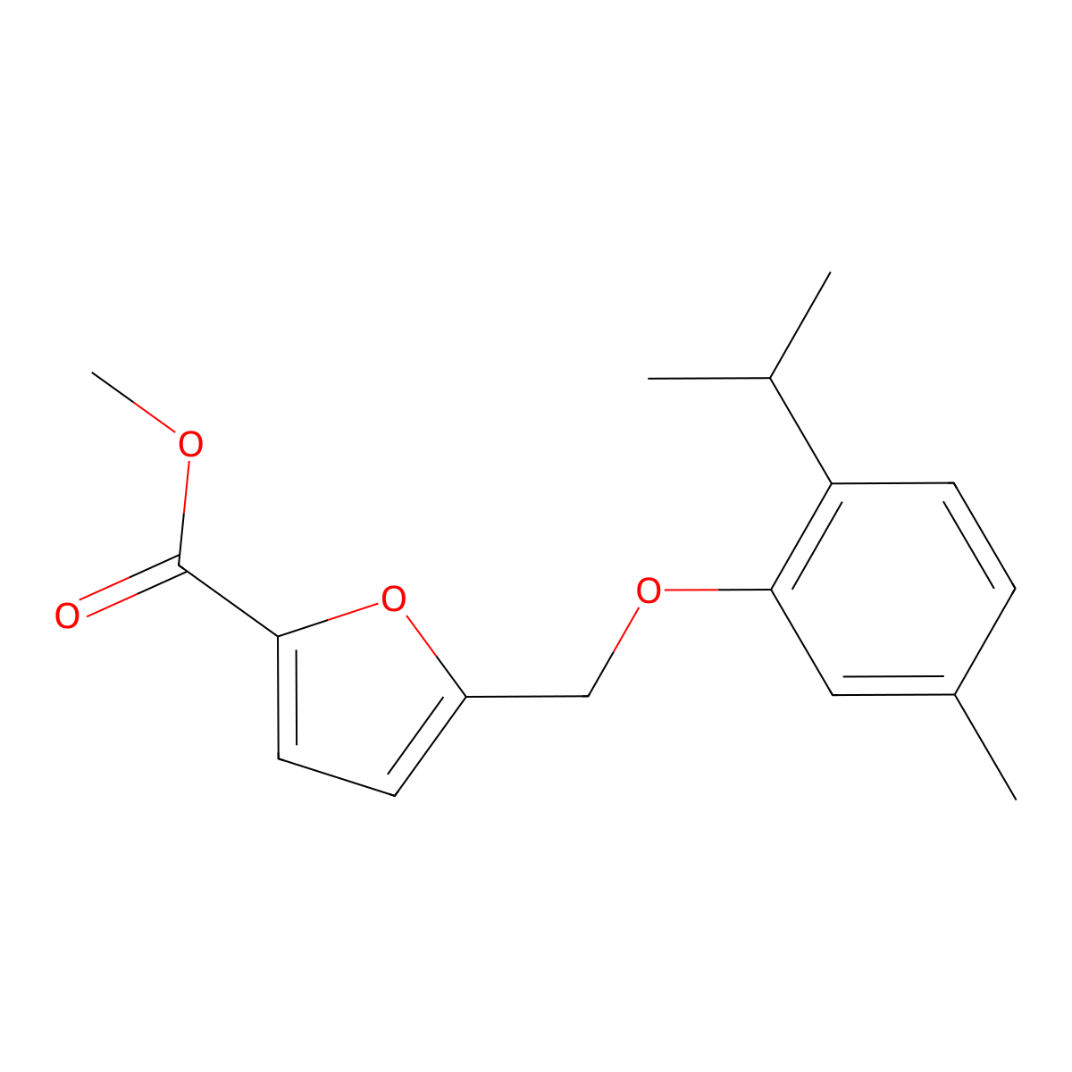 Methyl 5-((2-isopropyl-5-methylphenoxy)methyl)furan-2-carboxylate molecular structure, CAS 375833-85-5