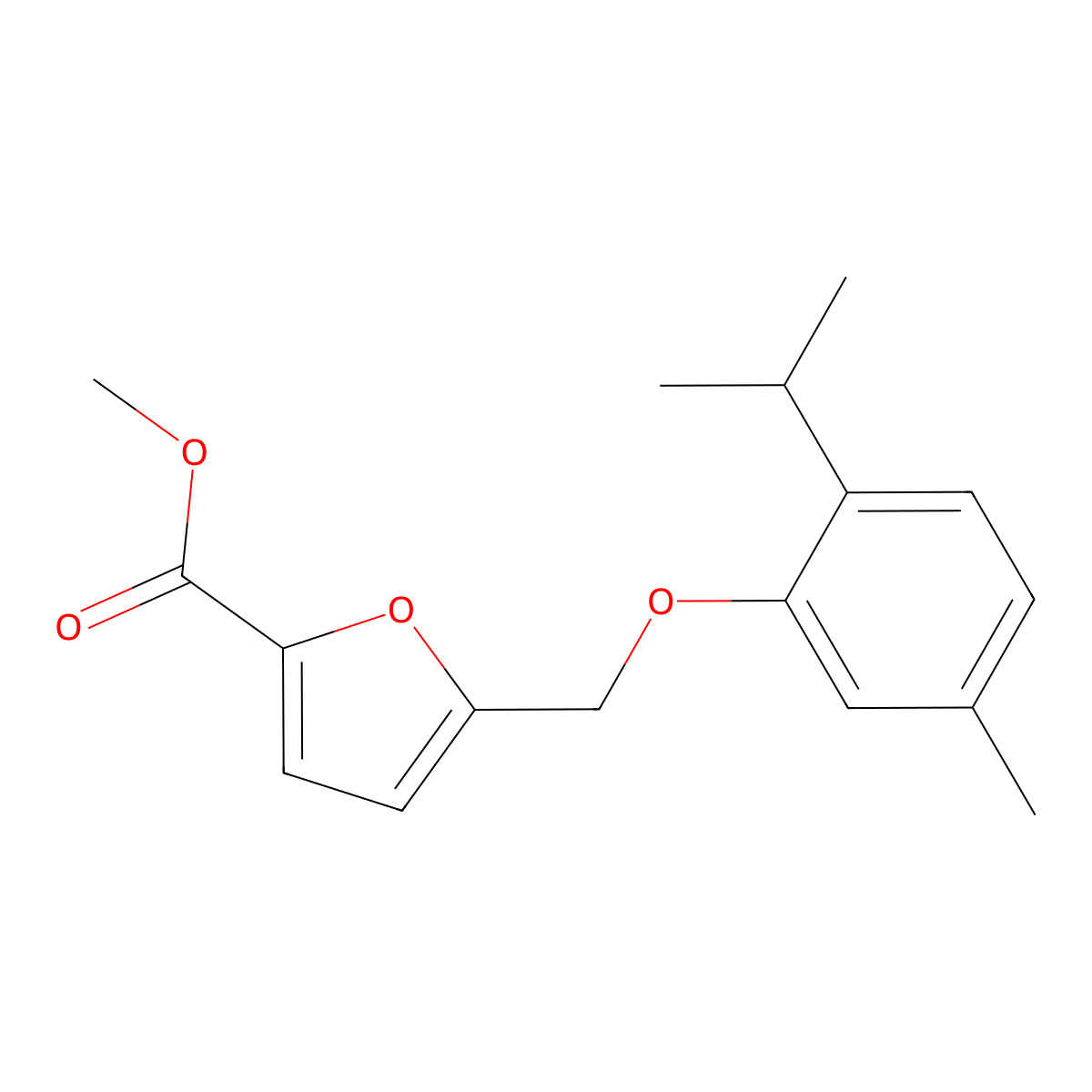 Methyl 5-((2-isopropyl-5-methylphenoxy)methyl)furan-2-carboxylate molecular structure, CAS 375833-85-5