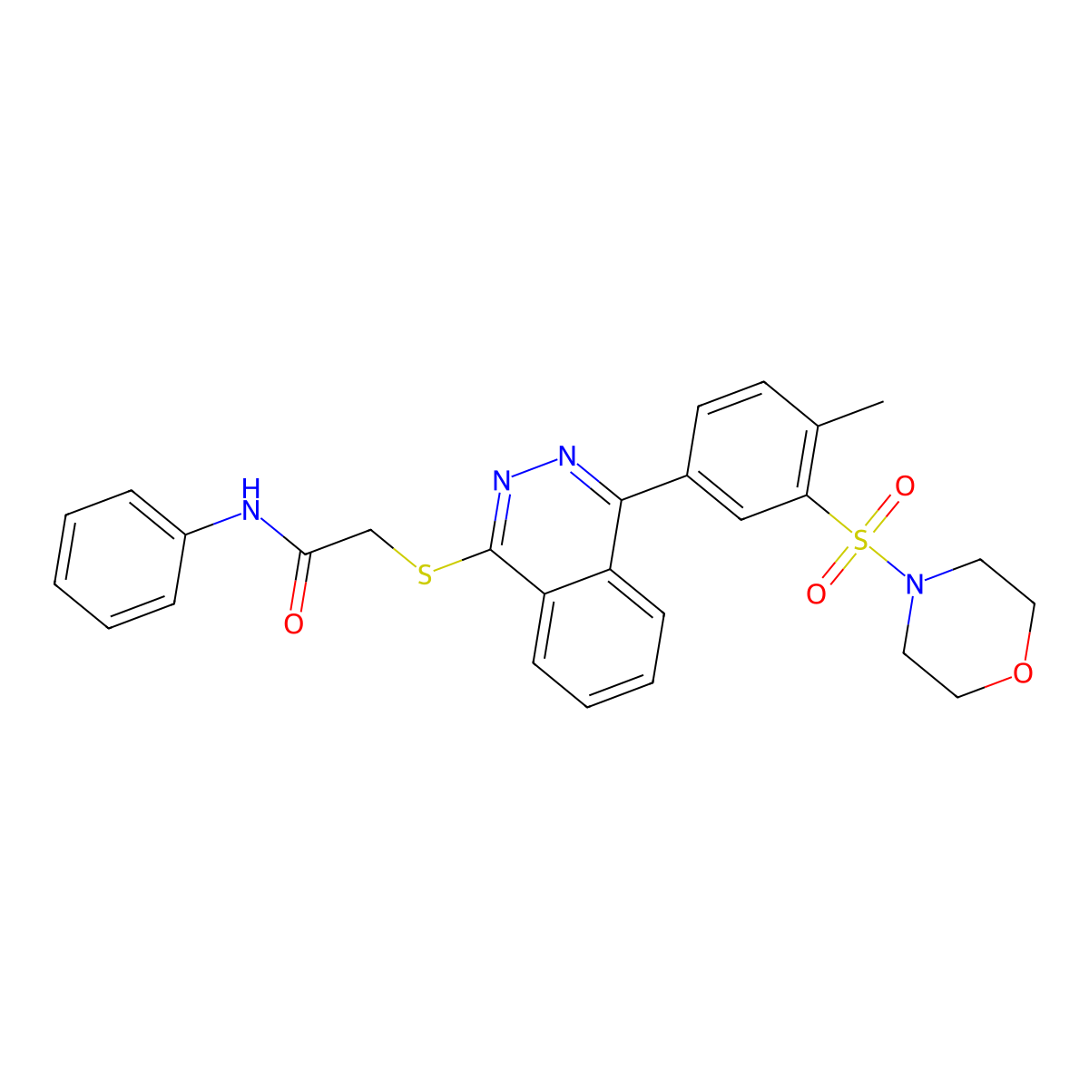 2-[4-(4-methyl-3-morpholin-4-ylsulfonylphenyl)phthalazin-1-yl]sulfanyl-N-phenylacetamide molecular structure, CAS 375834-10-9