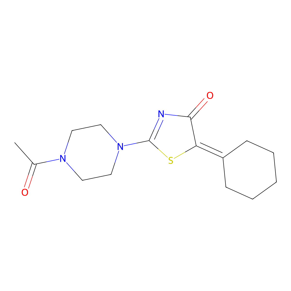 2-(4-Acetyl-piperazin-1-yl)-5-cyclohexylidene-thiazol-4-one molecular structure, CAS 375834-37-0