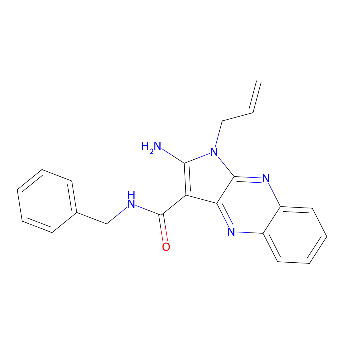 2-amino-N-benzyl-1-(prop-2-en-1-yl)-1H-pyrrolo[2,3-b]quinoxaline-3-carboxamide molecular structure, CAS 375834-75-6