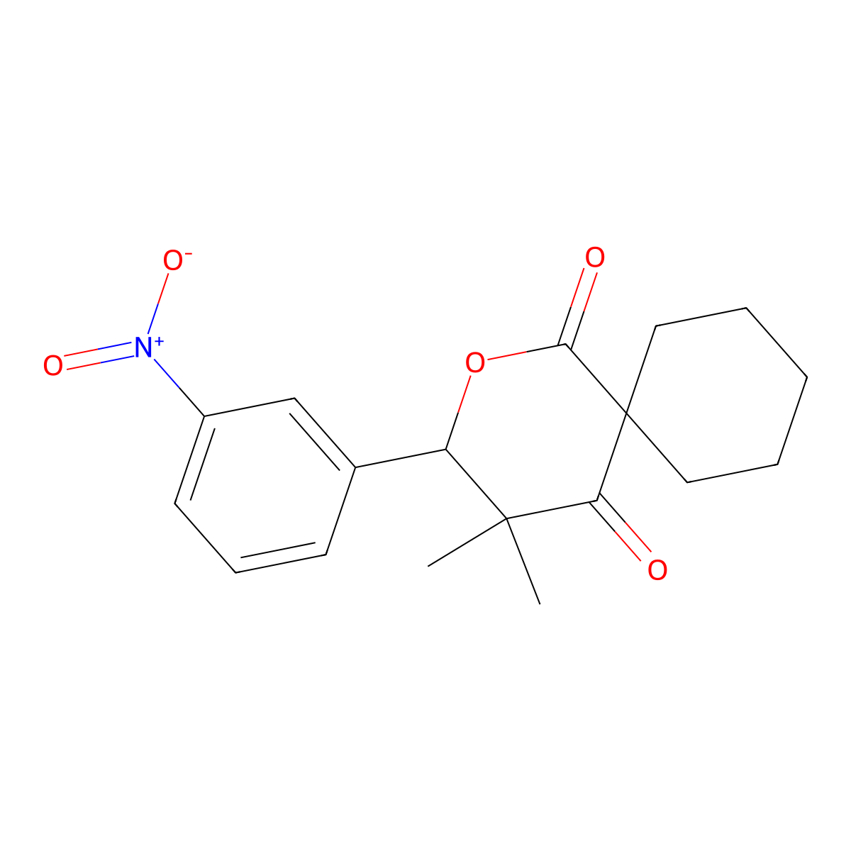 4,4-Dimethyl-3-(3-nitrophenyl)-2-oxaspiro[5.5]undecane-1,5-dione molecular structure, CAS 375834-84-7