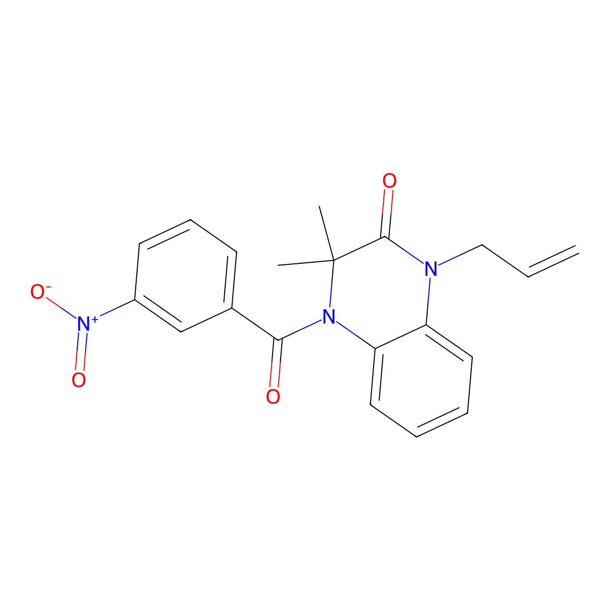3,3-Dimethyl-4-(3-nitrobenzoyl)-1-prop-2-enylquinoxalin-2-one molecular structure, CAS 375834-86-9