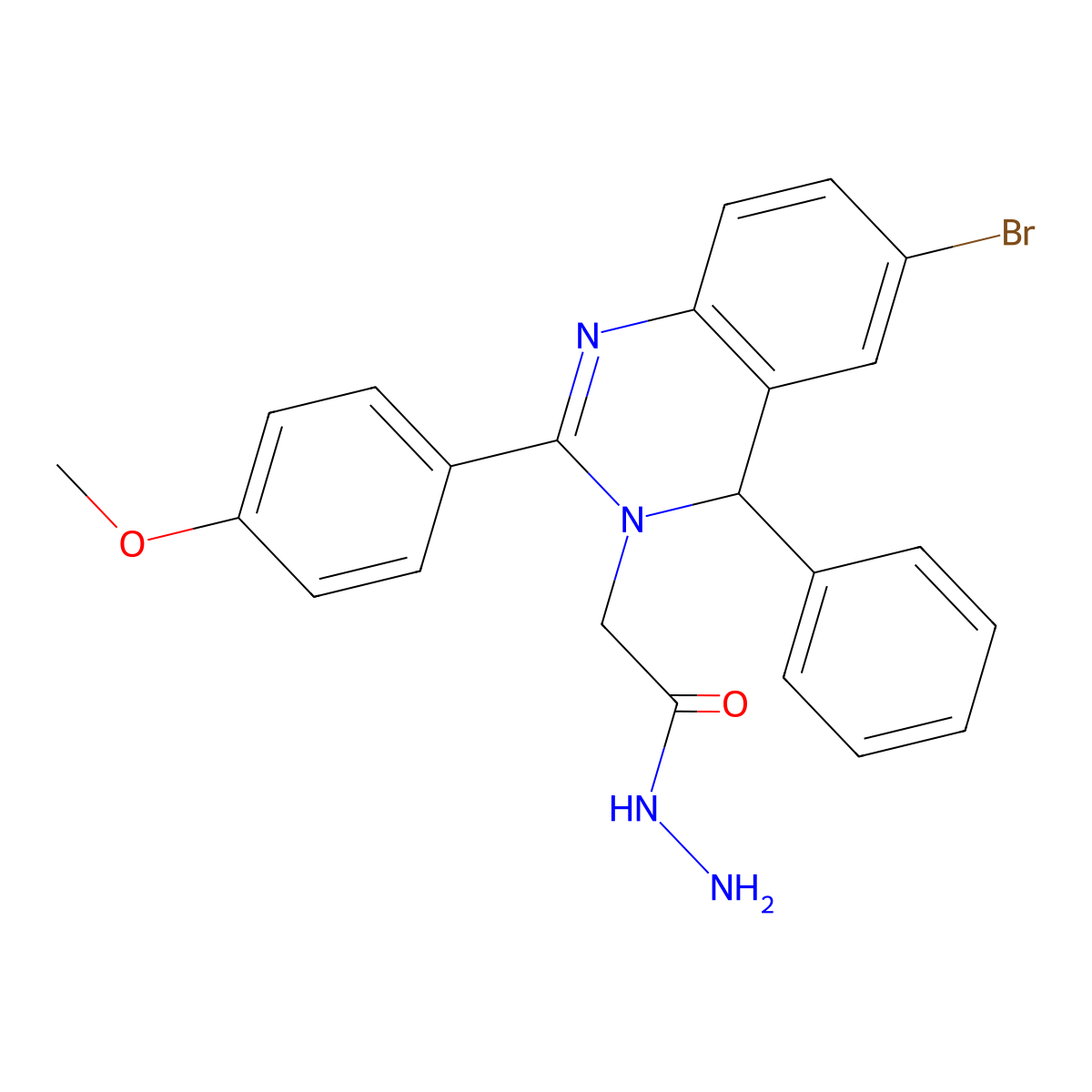 2-[6-bromo-2-(4-methoxyphenyl)-4-phenyl-4H-quinazolin-3-yl]acetohydrazide molecular structure, CAS 375835-56-6