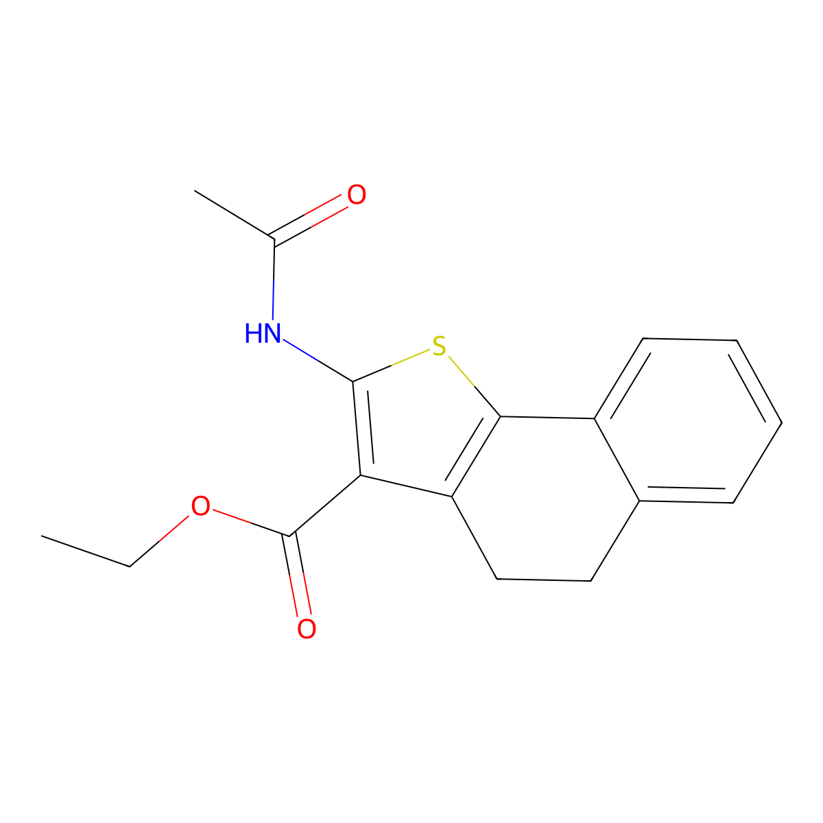 Ethyl 2-acetamido-4,5-dihydrobenzo[g][1]benzothiole-3-carboxylate molecular structure, CAS 375835-85-1