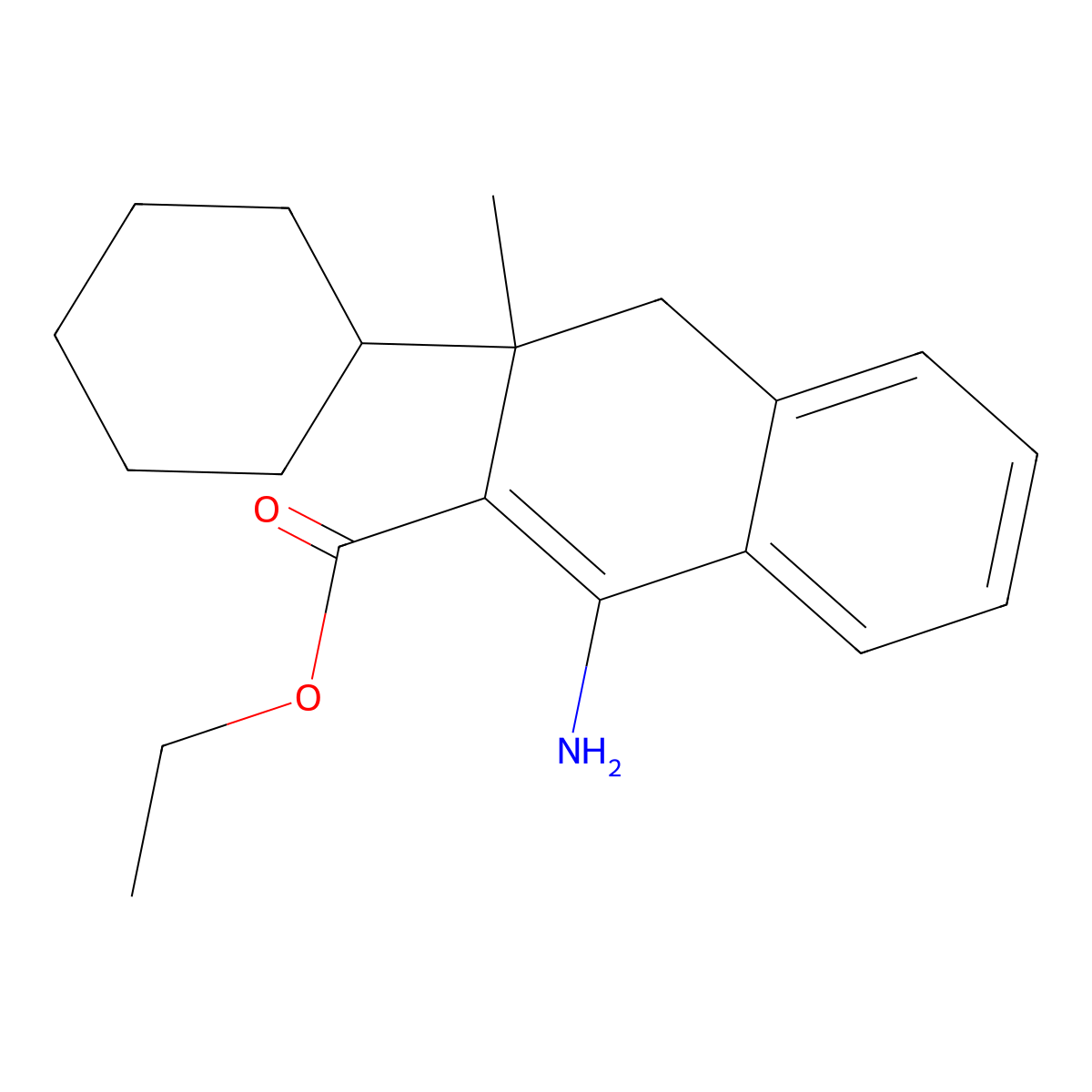 Ethyl 1-amino-3-cyclohexyl-3-methyl-3,4-dihydronaphthalene-2-carboxylate molecular structure, CAS 375836-25-2