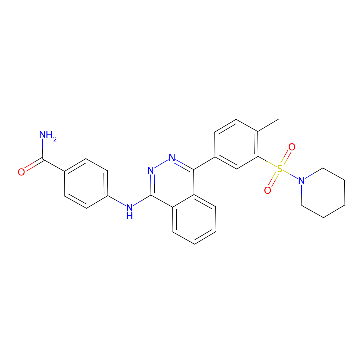4-((4-(4-Methyl-3-(piperidin-1-ylsulfonyl)phenyl)phthalazin-1-yl)amino)benzamide molecular structure, CAS 375836-39-8