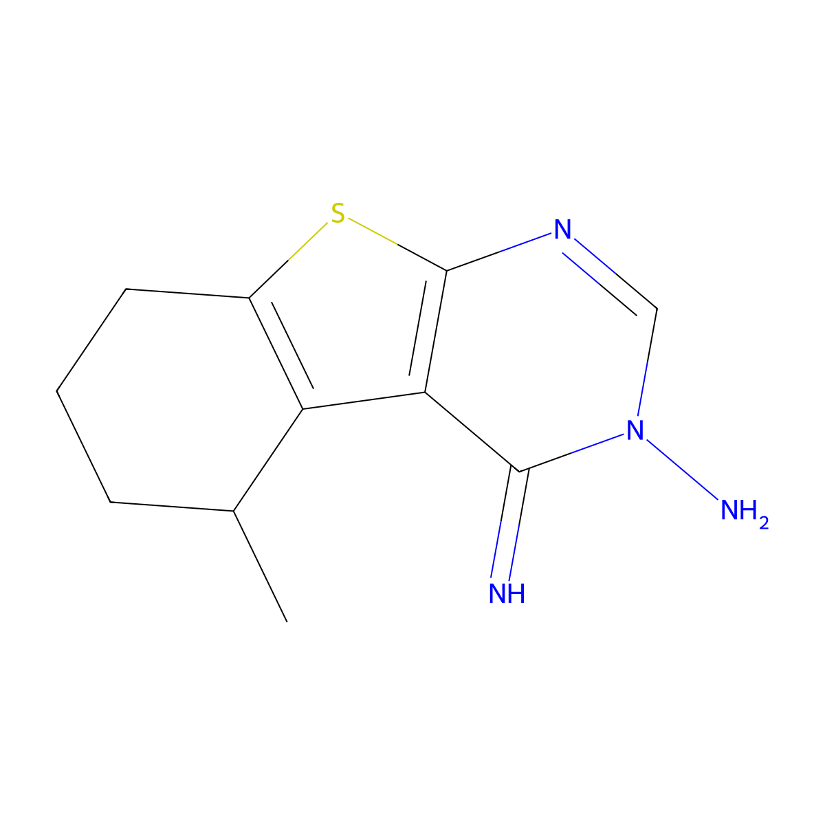 4-Imino-5-methyl-5,6,7,8-tetrahydro-[1]benzothiolo[2,3-d]pyrimidin-3-amine molecular structure, CAS 375836-67-2