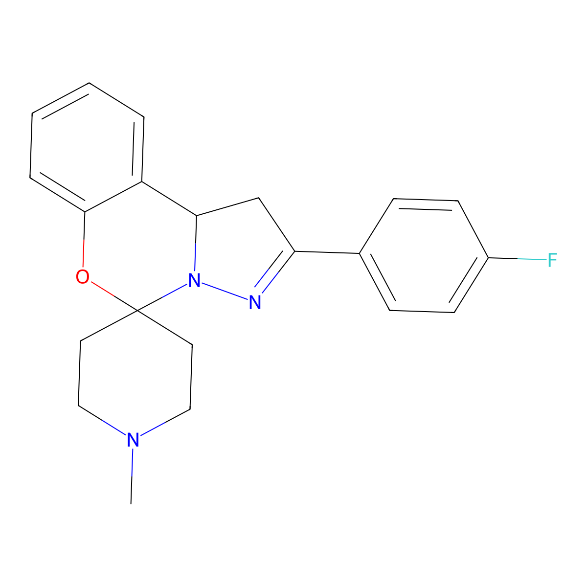 2'-(4-Fluorophenyl)-1-methyl-1',10b'-dihydrospiro[piperidine-4,5'-pyrazolo[1,5-c][1,3]benzoxazine] molecular structure, CAS 375837-27-7