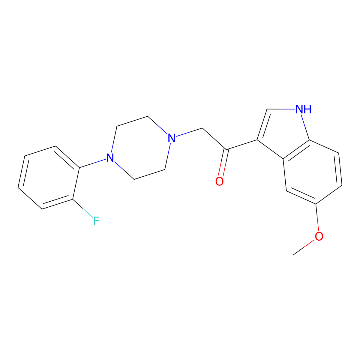 2-[4-(2-fluorophenyl)piperazin-1-yl]-1-(5-methoxy-1H-indol-3-yl)ethanone molecular structure, CAS 375837-75-5