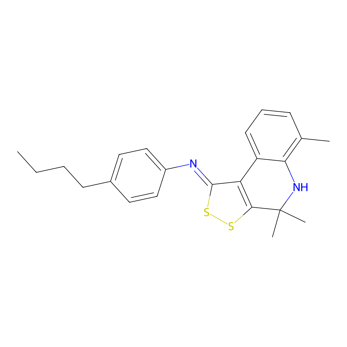 4-butyl-N-[(1Z)-4,4,6-trimethyl-4,5-dihydro-1H-[1,2]dithiolo[3,4-c]quinolin-1-ylidene]aniline molecular structure, CAS 375838-73-6