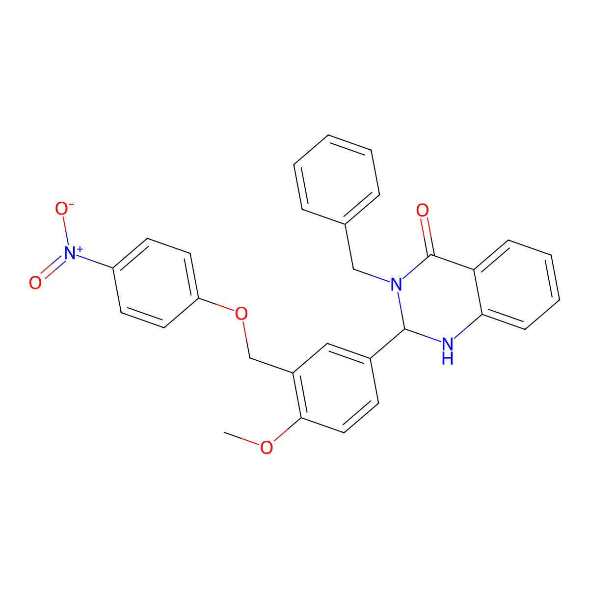 3-Benzyl-2-[4-methoxy-3-[(4-nitrophenoxy)methyl]phenyl]-1,2-dihydroquinazolin-4-one molecular structure, CAS 375839-53-5