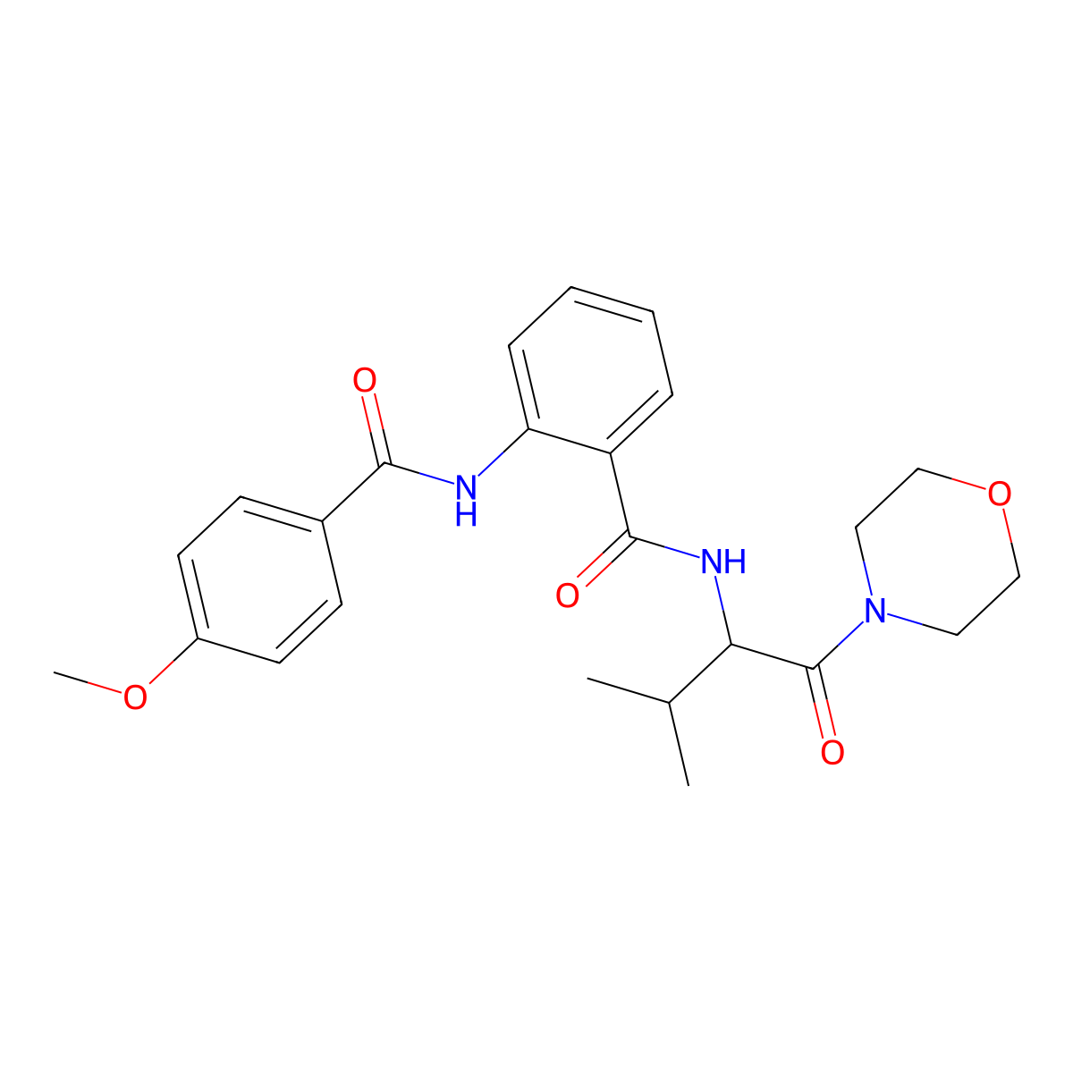 2-[(4-methoxybenzoyl)amino]-N-(3-methyl-1-morpholin-4-yl-1-oxobutan-2-yl)benzamide molecular structure, CAS 375839-74-0