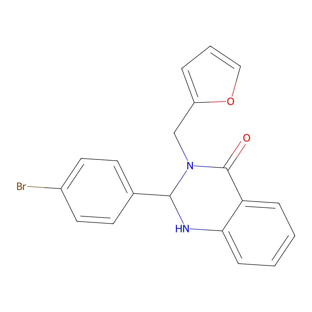2-(4-Bromophenyl)-3-(furan-2-ylmethyl)-1,2-dihydroquinazolin-4-one molecular structure, CAS 375840-38-3