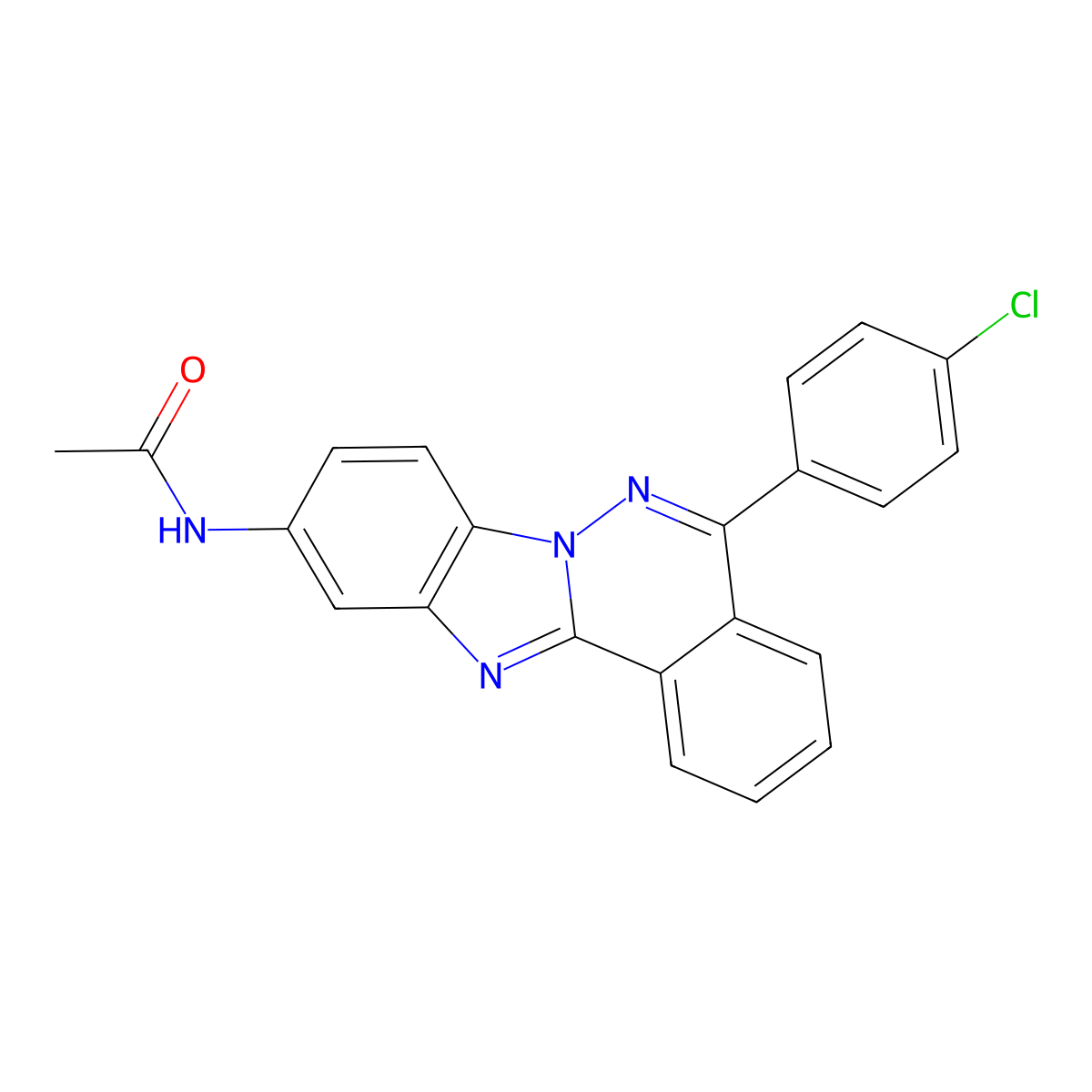 N-[5-(4-chlorophenyl)benzimidazo[2,1-a]phthalazin-10-yl]acetamide molecular structure, CAS 375840-64-5