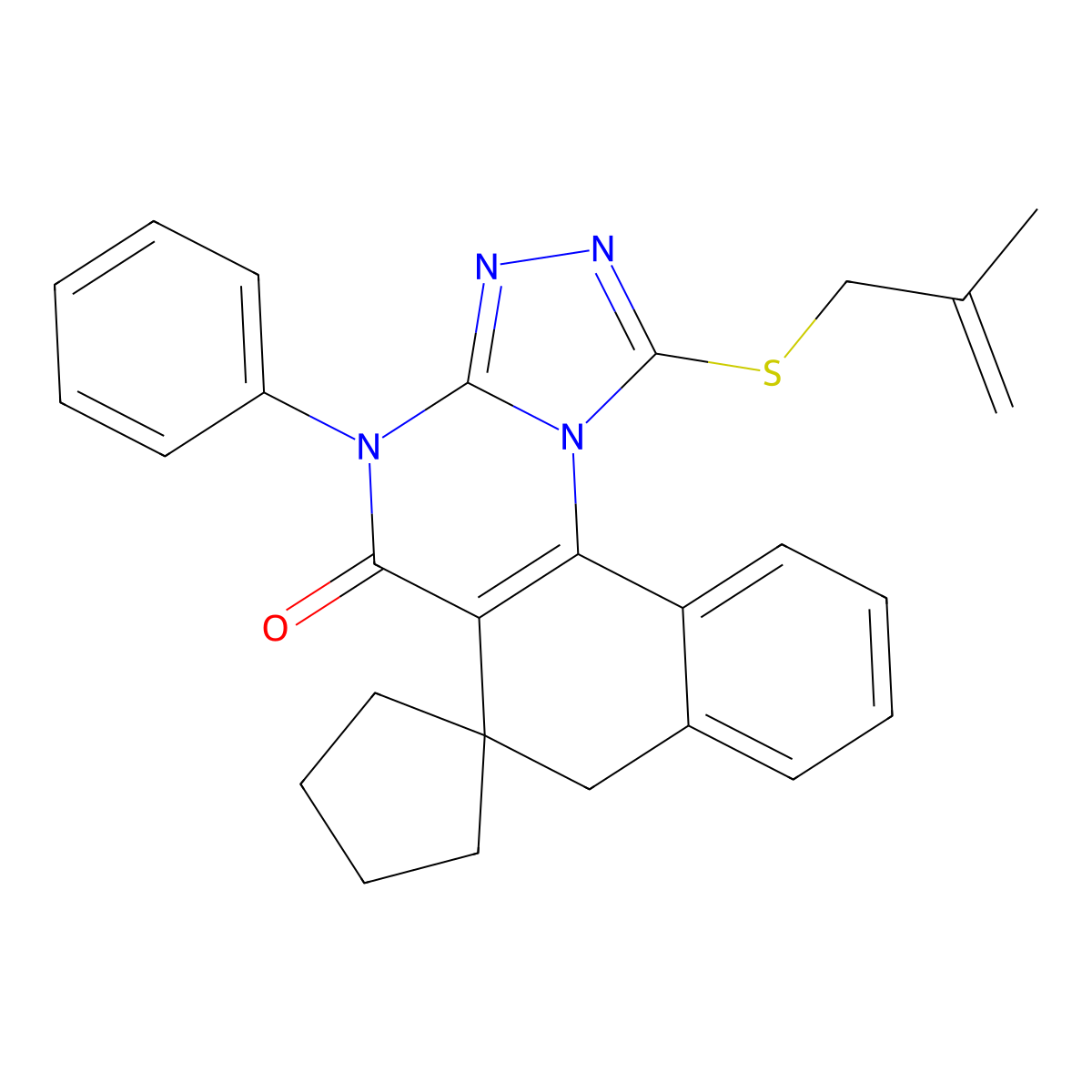 1-((2-methylallyl)thio)-4-phenyl-4H-spiro[benzo[h][1,2,4]triazolo[4,3-a]quinazoline-6,1'-cyclopentan]-5(7H)-one molecular structure, CAS 375841-53-5