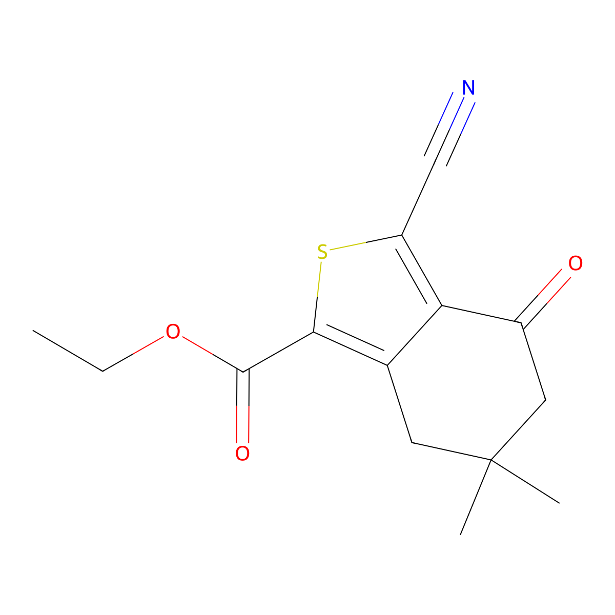 Ethyl 3-cyano-4,5,6,7-tetrahydro-6,6-dimethyl-4-oxobenzo[c]thiophene-1-carboxylate molecular structure, CAS 375846-30-3