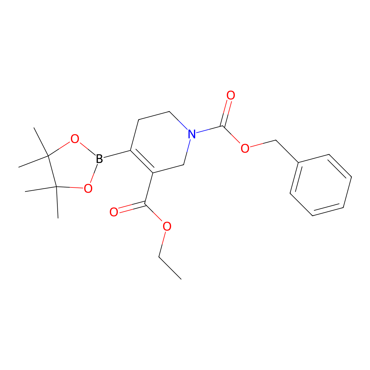 1-Benzyl 3-ethyl 4-(4,4,5,5-tetramethyl-1,3,2-dioxaborolan-2-yl)-5,6-dihydropyridine-1,3(2H)-dicarboxylate molecular structure, CAS 375854-14-1