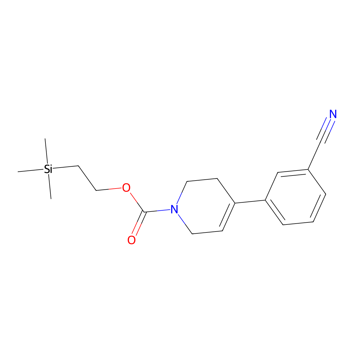 2-(trimethylsilyl)ethyl 4-(3-cyanophenyl)-5,6-dihydropyridine-1(2H)-carboxylate molecular structure, CAS 375854-52-7