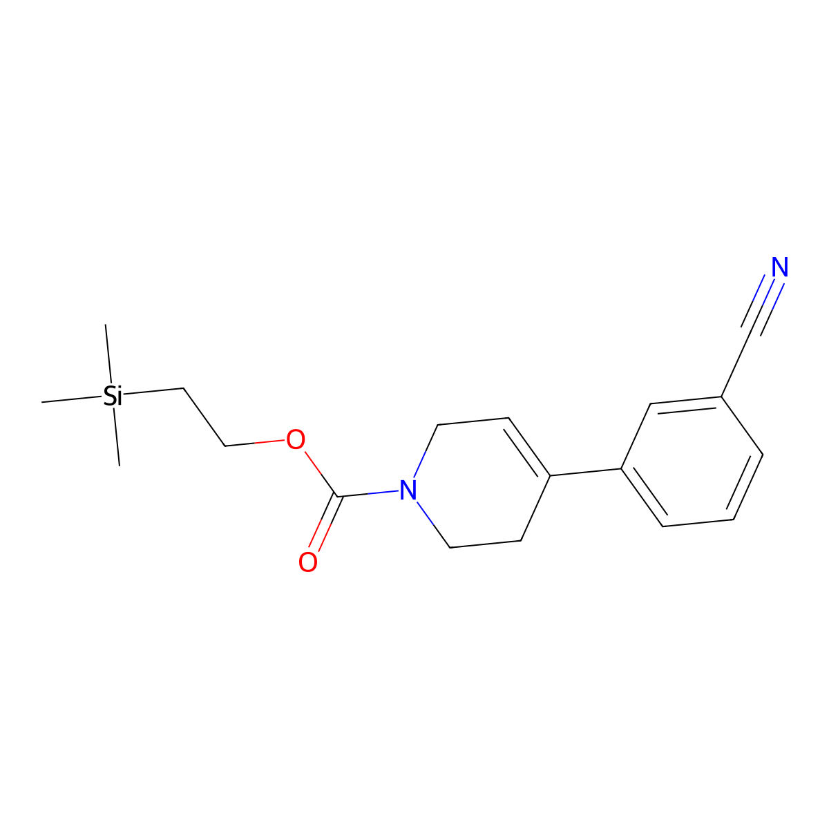 2-(trimethylsilyl)ethyl 4-(3-cyanophenyl)-5,6-dihydropyridine-1(2H)-carboxylate molecular structure, CAS 375854-52-7