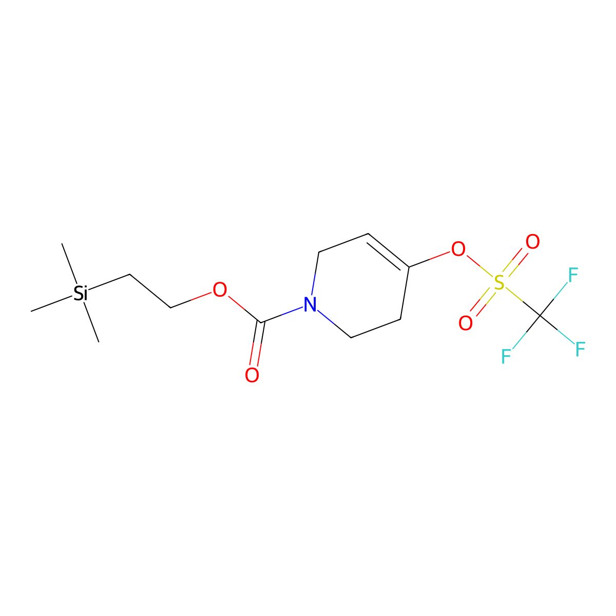 2-(Trimethylsilyl)ethyl 4-(((trifluoromethyl)sulfonyl)oxy)-5,6-dihydropyridine-1(2H)-carboxylate molecular structure, CAS 375854-77-6
