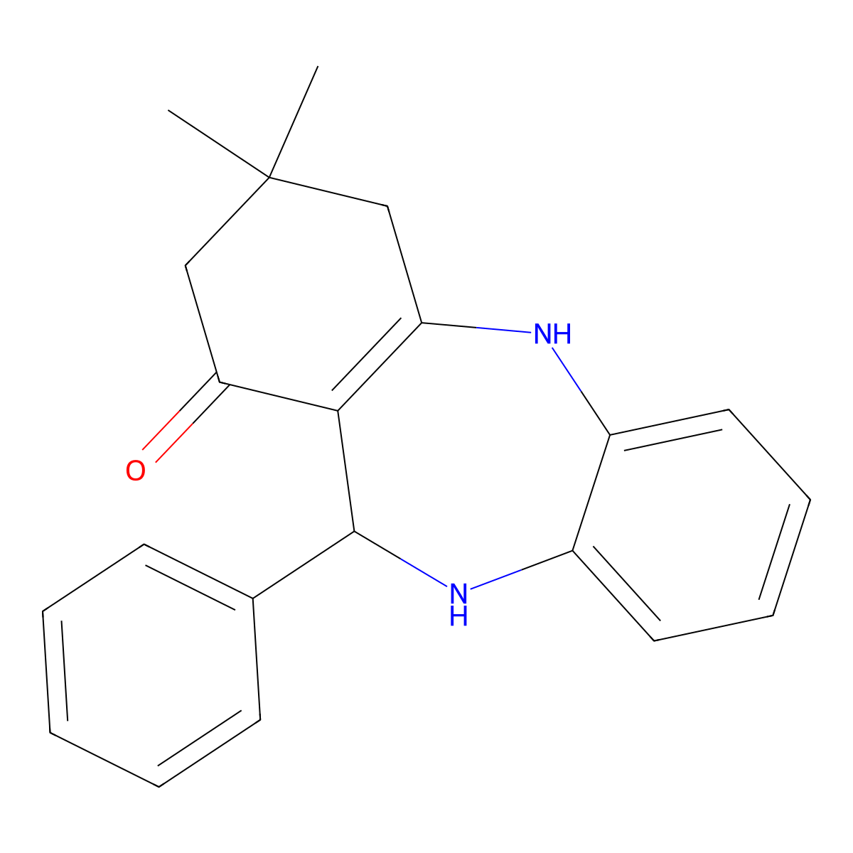 3,3-Dimethyl-11-phenyl-2,3,4,5,10,11-hexahydro-1H-dibenzo[b,e][1,4]diazepin-1-one molecular structure, CAS 37587-36-3
