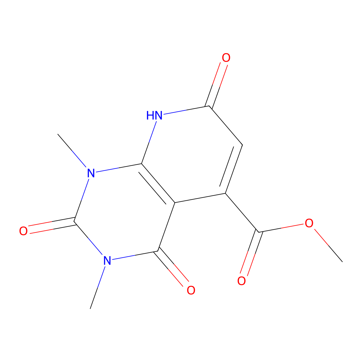 Methyl 1,3-dimethyl-2,4,7-trioxo-1,2,3,4,7,8-hexahydropyrido[2,3-d]pyrimidine-5-carboxylate molecular structure, CAS 37587-38-5