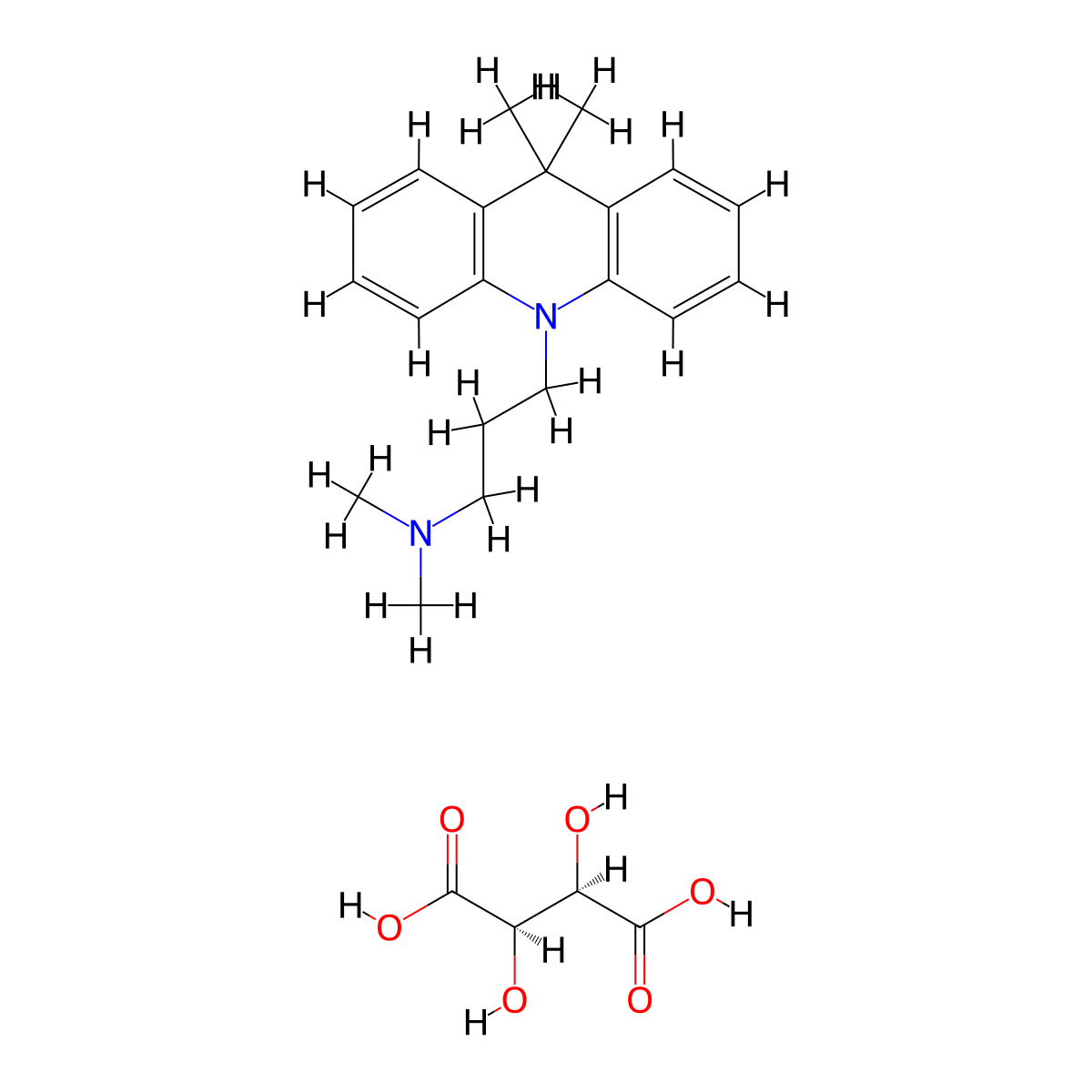Dimetacrine Bitartrate molecular structure, CAS 3759-07-7