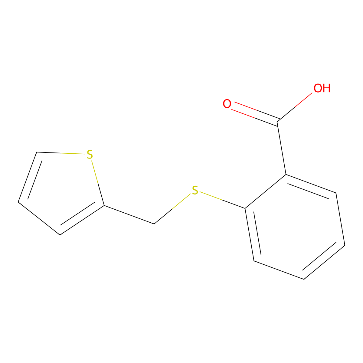 2-[(Thien-2-ylmethyl)thio]benzoic acid molecular structure, CAS 3759-75-9