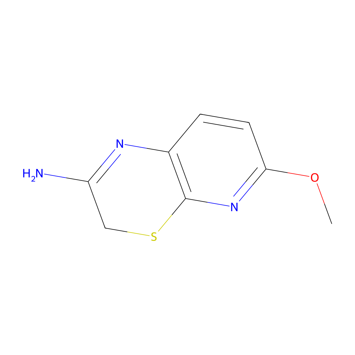 3H-Pyrido(2,3-b)(1,4)thiazine, 2-amino-6-methoxy- molecular structure, CAS 37591-10-9