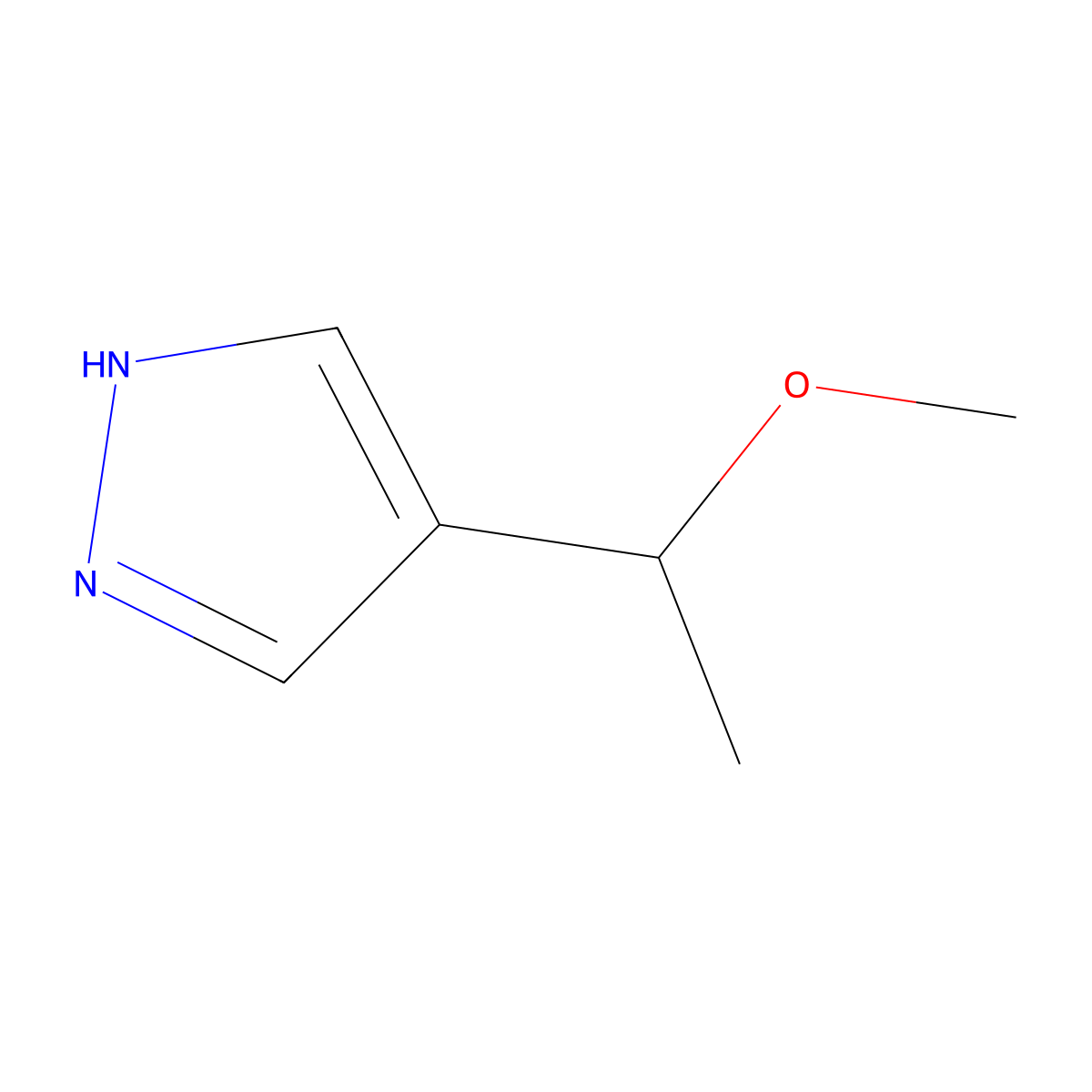 4-(1-methoxyethyl)-1H-pyrazole molecular structure, CAS 37599-36-3