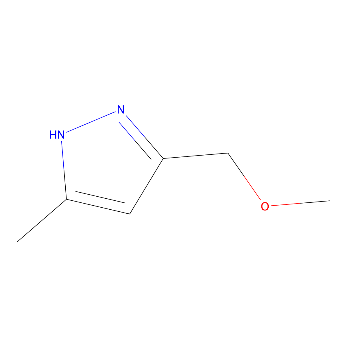 3-(methoxymethyl)-5-methyl-1H-pyrazole molecular structure, CAS 37599-51-2