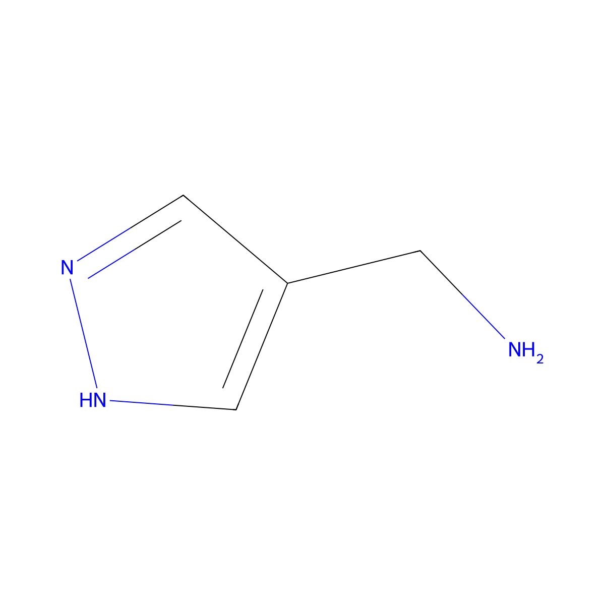 1H-pyrazol-4-ylmethanamine molecular structure, CAS 37599-59-0