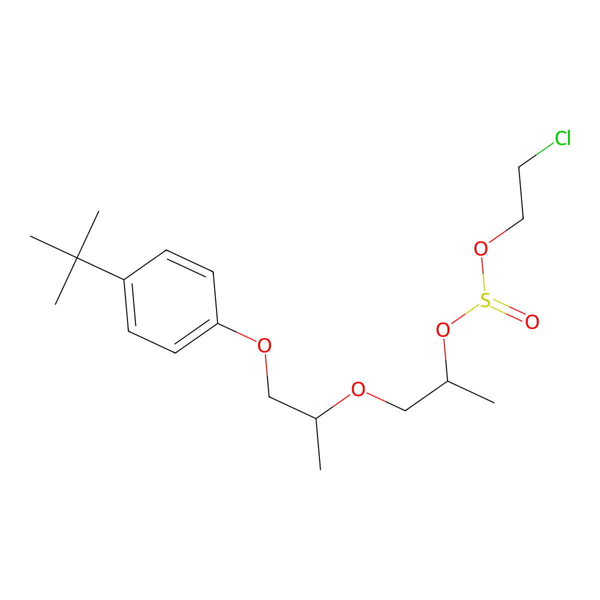 2-Chloroethyl 2-(2-(4-(1,1-dimethylethyl)phenoxy)-1-methylethoxy)-1-methylethyl sulfuroate molecular structure, CAS 3761-60-2
