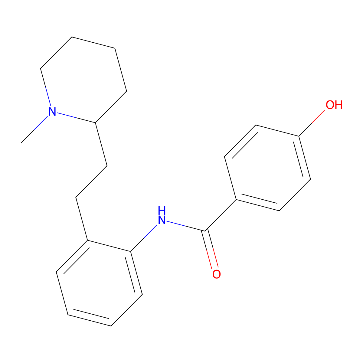 4-Hydroxy-N-(2-(2-(1-methyl-2-piperidinyl)ethyl)phenyl)benzamide molecular structure, CAS 37612-09-2