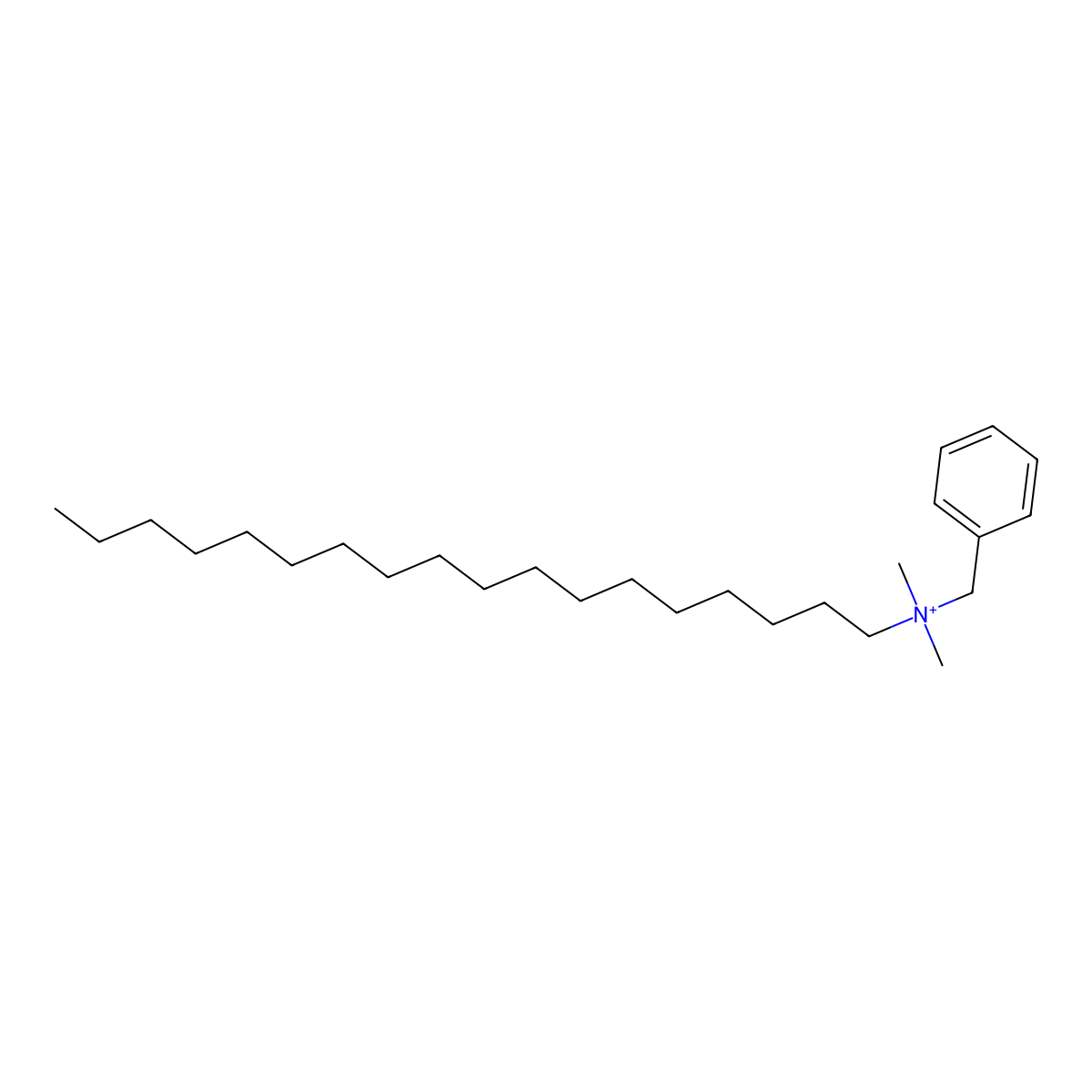 N,N-dimethyl-N-octadecylbenzylammonium molecular structure, CAS 37612-69-4