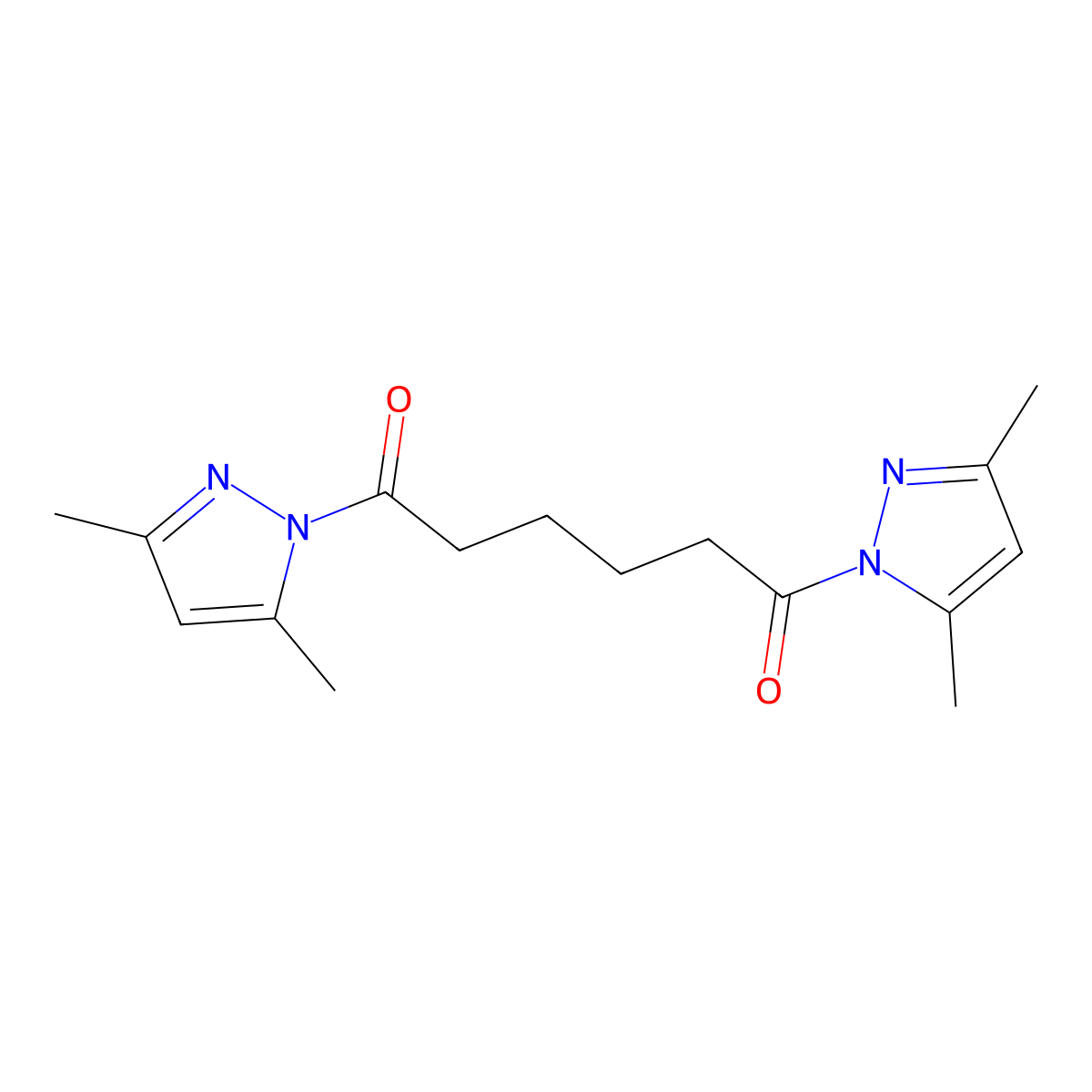 1,6-bis(3,5-dimethyl-1H-pyrazol-1-yl)hexane-1,6-dione molecular structure, CAS 37612-80-9
