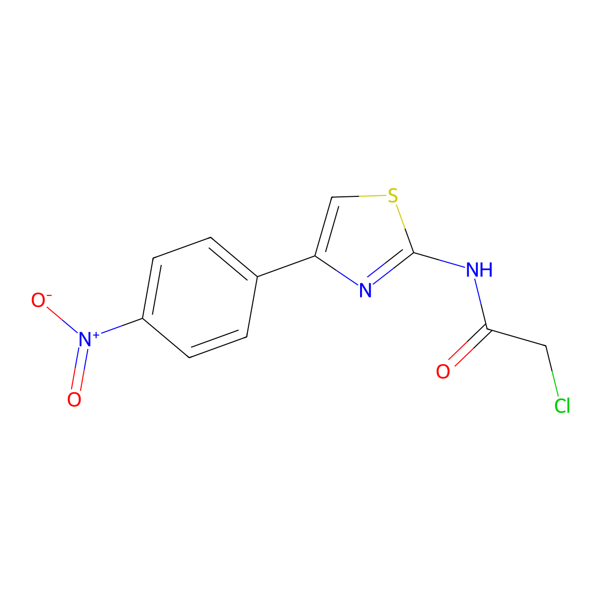 2-chloro-N-[4-(4-nitrophenyl)-1,3-thiazol-2-yl]acetamide molecular structure, CAS 37614-91-8